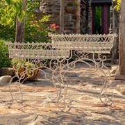 Zaer Ltd. International Pre-Order: Set/2 Plant Stands w/Embellished Oval Baskets in White "London 1820" ZR220406-AW View 4