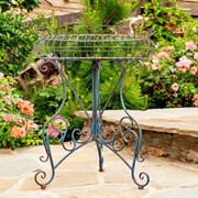 Zaer Ltd. International Set of 3 Round Plant Stands with Baskets in Blue "Copenhagen 1843" ZR220408-BL View 4