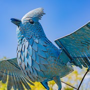 Zaer Ltd International 8.65ft. Tall XL Flying Blue Jay Iron Rocking Stake "Coco" ZR208660 View 4