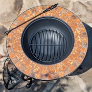 Zaer Ltd. International 25.6"D. Round Mosaic Tile Metal Fire Pit "Shenandoah" ZR803681-A View 4