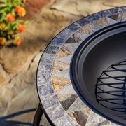 Zaer Ltd. International Pre-Order: 25.6"D. Round Mosaic Tile Metal Fire Pit "Grey Rocks" ZR803681-B View 4
