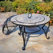 Zaer Ltd. International 32.6"D. Round Mosaic Tile Metal Fire Pit "Medora" ZR803682-C View 4