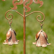 Zaer Ltd International 31.5" Tall Antique Copper Iron Abstract Sun Garden Stake with Lily-Shaped Bells ZR230522 View 4