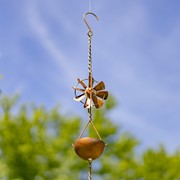 Zaer Ltd International 94" Long Antique Copper Iron Rain Chain with Windmill Details ZR235181 View 4