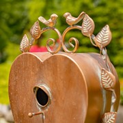 Zaer Ltd International 66" Tall Heart-Shaped Iron Birdhouse Garden Stake with Dangling Bells "Sikha" ZR235186 View 4