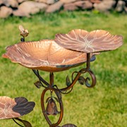 Zaer Ltd International 44.5" Tall Multi-Tier Blossom Shaped Iron Birdbath Garden Stake "Camellia" ZR235187 View 4