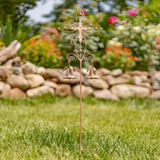 Zaer Ltd International Set of 3 Assorted Ornate Iron Cross Garden Stakes with Dangling Bells ZR235219-22-SET View 4