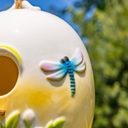Zaer Ltd. International 19" Long Egg-Shaped Porcelain Birdhouse with Dragonflies "Merryweather" ZR240008 View 4