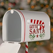 Zaer Ltd International 31" Tall Antique White "North Pole" Metal Mailbox with Candy Cane Stand ZR361494-AW View 4