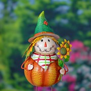 Zaer Ltd. International Pre-Order: S/3 Assorted Pumpkin Scarecrow Figurines "Tatters Stitches & Patches" ZR232358-SET View 4