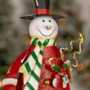 Zaer Ltd International Set of 2 Assorted 21.5" Tall Metal Snowmen Decorations with LED Light ZR234618-SET View 4