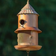 Zaer Ltd International Set of 4 Asst Copper Hanging Birdhouse Feeder Wind Chimes "Homestead Collection" ZR235021-4-SET View 4
