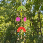 Zaer Ltd International Set of 6 Assorted Geometric Suncatcher Wind Chimes "Greenwich Wind Chimes" LS017586-SET View 4