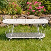 Zaer Ltd International 47.25"L. Embellished Oval Metal Garden Table with Shelf in White "Toulouse 1275" ZR194619-AW View 4