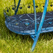 Zaer Ltd International 47.25"L. Embellished Oval Metal Garden Table with Shelf in Blue "Toulouse 1275" ZR194619-BL View 4