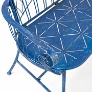 Zaer Ltd International 47.25" Long Embellished Metal Garden Bench in Antique Blue "Toulouse 1275" ZR194620-BL View 4