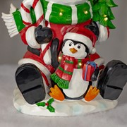 Zaer Ltd International 13.5" Tall Light-up Snowman & Penguin Christmas Decoration "Polar Pals" ZR220007 View 4