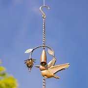 Zaer Ltd International 91" Long Antique Copper Iron Rain Chain with Hummingbirds & Flowers ZR235230 View 4