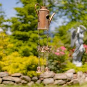Zaer Ltd International Set of 6 Assorted Style Hanging Iron Teapot Birdhouse Wind Chimes "Darjeeling" ZR235255-SET View 4