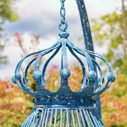 Zaer Ltd International 89" Tall One-Person Hanging Metal Egg Chair & Stand in Antique Blue "Elizabeth" ZR923470-BL View 4