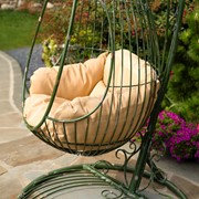 Zaer Ltd International 89" Tall One-Person Hanging Metal Egg Chair & Stand in Antique Green "Elizabeth" ZR923470-GR View 4