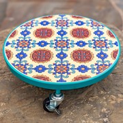 Zaer Ltd. International 11.8" Ceramic Mosaic Tile Plant Trolley "Toulouse" - Teal/Blue/Red ZR850033 View 4
