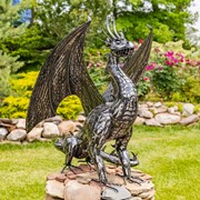 Zaer Ltd. International 39.5" Tall Iron Dragon Sentry Statue "Spike" ZR240406 View 4