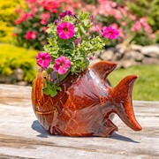 Zaer Ltd International Pre-Order: 18.5" Hand Painted Ceramic Goldfish Flower Pot "Goldie" ZR083914 View 4