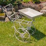 Zaer Ltd. International 32" Tall Metal Garden-Flower Cart with Handle & Wheels in White "London 1820" ZR230443-AW View 4