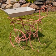 Zaer Ltd. International 32" Tall Metal Garden-Flower Cart with Handle & Wheels in Pink "London 1820" ZR230443-PK View 4