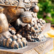 Zaer Ltd. International Set of 2 Magnesium Foo Dog Statues in Antique Bronze "Gan & An" ZR617270-BZS View 4