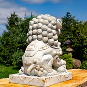 Zaer Ltd. International Pre-Order: Set of 2 Magnesium Foo Dog Statues in Antique Grey "Gan & An" ZR617270-GYS View 4