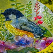Zaer Ltd International 18" Glass Bowl Oriole Birdbath with Metal Stand "Baltimore" ZR180904 View 4