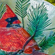 Zaer Ltd International 18" Glass Bowl Cardinal Birdbath with Metal Stand "Kentucky" ZR180909 View 4