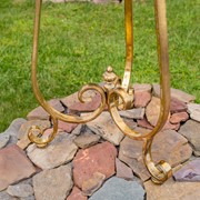 Zaer Ltd International 31.3" Tall Frosted Gold Birdbath-Feeder with Tri-Stand ZR240489-FG View 4