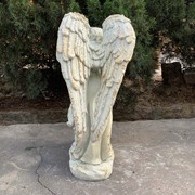 Zaer Ltd International Pre-Order: 34" Tall Mourning Angel Statue with Pedestal in Antique Grey ZR341534-GY View 4