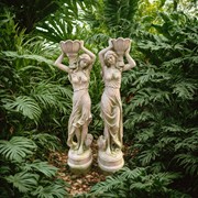 Zaer Ltd International Pre-Order: 71" Tall Lady Statue Carrying Flower Pot in Moss-Grey (Left) "Dariia" ZR267371-MG View 4