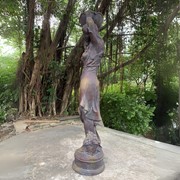 Zaer Ltd International Pre-Order: 71"T Lady Statue Carrying Flower Pot in Blue-Bronze (Right) "Keira" ZR267271-BB View 4