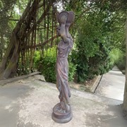 Zaer Ltd International Pre-Order: 71"T Lady Statue Carrying Flower Pot in Blue-Bronze (Left) "Dariia" ZR267371-BB View 4