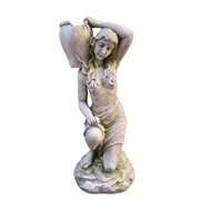 Zaer Ltd International Pre-Order: 41" Tall Lady Kneeling with Urn on Shoulder in Moss-Grey "Rachael" ZR267141-MG View 4