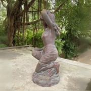 Zaer Ltd International Pre-Order: 41" Tall Lady Kneeling with Urn on Shoulder  in Blue-Bronze "Rachael" ZR267141-BB View 4