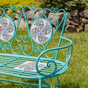 Zaer Ltd. International "Baton Rouge" Mosaic Tile Bench with Iron Frame - Blue, Green & Red ZR850917 View 4