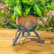 Zaer Ltd International Set of 2 Assorted Ceramic Globe Planters with Metal Tripod Stands in Cobalt Blue ZR241909-BLS View 4
