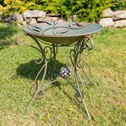 Zaer Ltd. International 23" Tall Iron Birdbath with Bird Detail & Porcelain Accent in Bronze "Rome 1945" ZR180891-BZ View 4