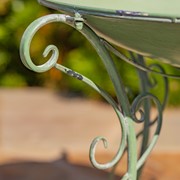 Zaer Ltd. International 23" Tall Iron Birdbath with Bird Details & Porcelain Accent in Green "Rome 1945" ZR180891-GR View 4