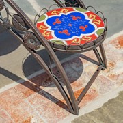Zaer Ltd. International 5ft Long Santorini Bridge-Like Iron & Mosaic Plant Stand Bronze "Basilica" ZR250080-BZ View 4