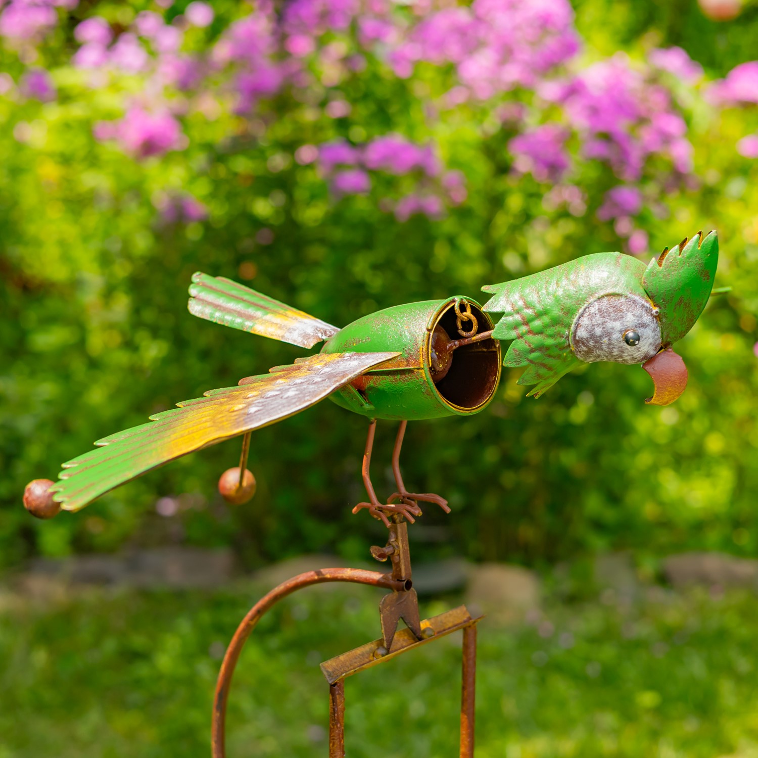 Set of 6 Assorted Colorful Metal Rocking Bird Garden Stakes