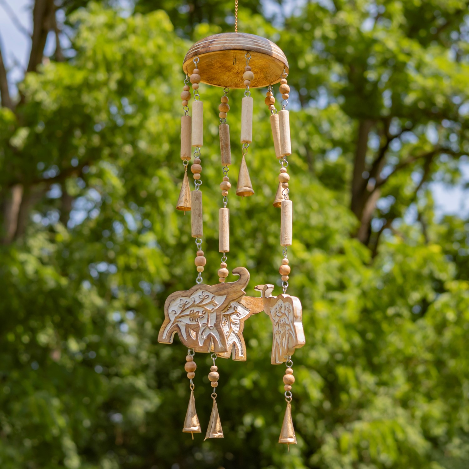 Set of 6 Assorted Wood & Metal Hanging Wind Chimes with