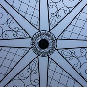 Zaer Ltd. International 13ft. Tall Round Iron Garden Gazebo in Antique Blue "Bella Rosa" ZR633730-BL View 5