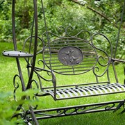 Zaer Ltd. International Pre-Order:"The Valiko" 79" Tall Electroplated Garden Swing Bench in Copper-Brown ZR140338-CB View 5